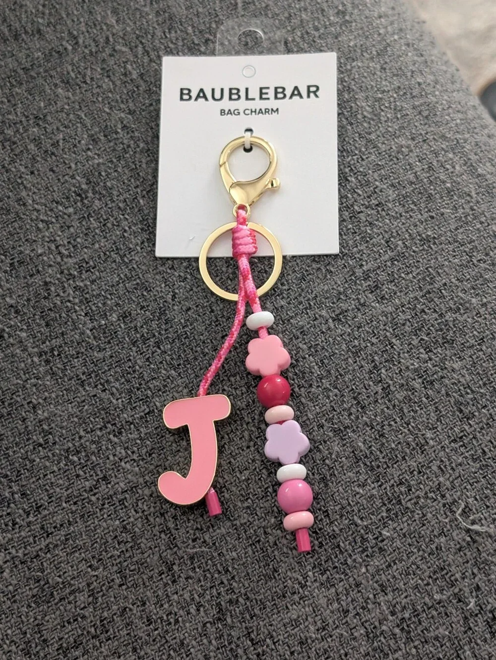 BaubleBar Pink  Initial Bag Charm